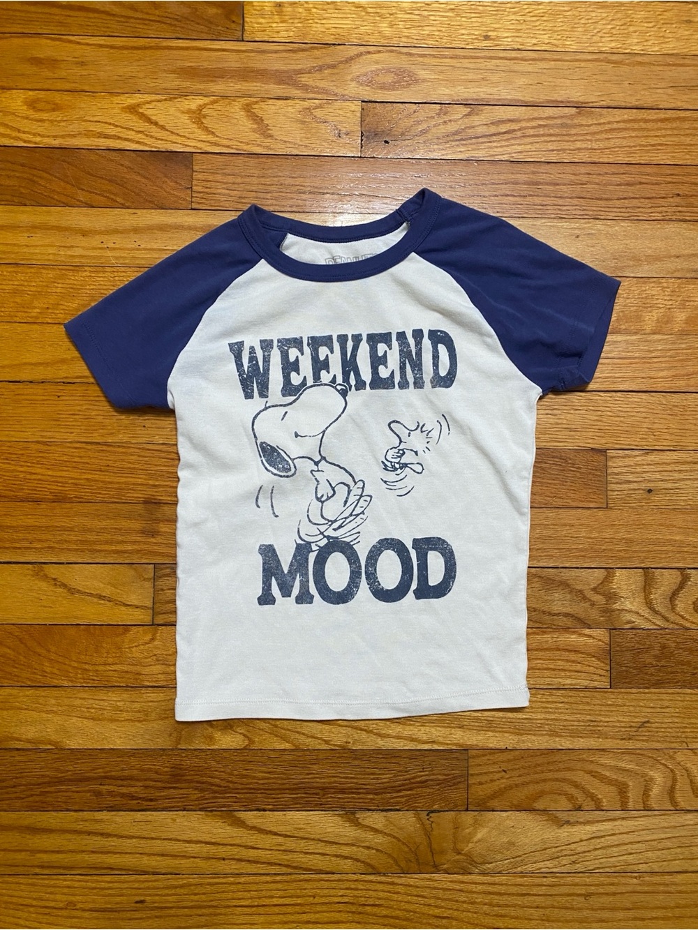 Peanuts Navy & White Snoopy "Weekend Mood" Raglan Tee